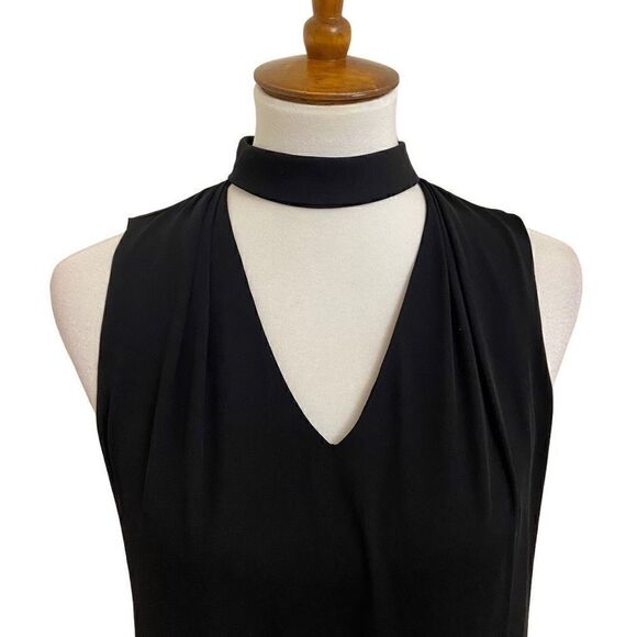 White House Black Market Sleeveless Mini Dress Chocker Mock Neck Black Size 2 - Picture 2 of 6